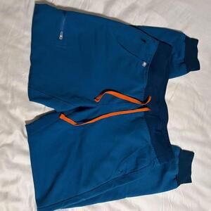 FIGS Technical Collection Jogger Scrub Pants – Small – Blue/Orange Drawstring